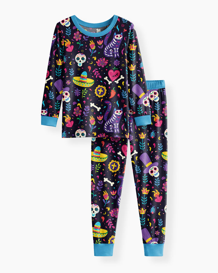 Zweiteiliges Langarm-Pyjama-Set mit Sommerfrüchten