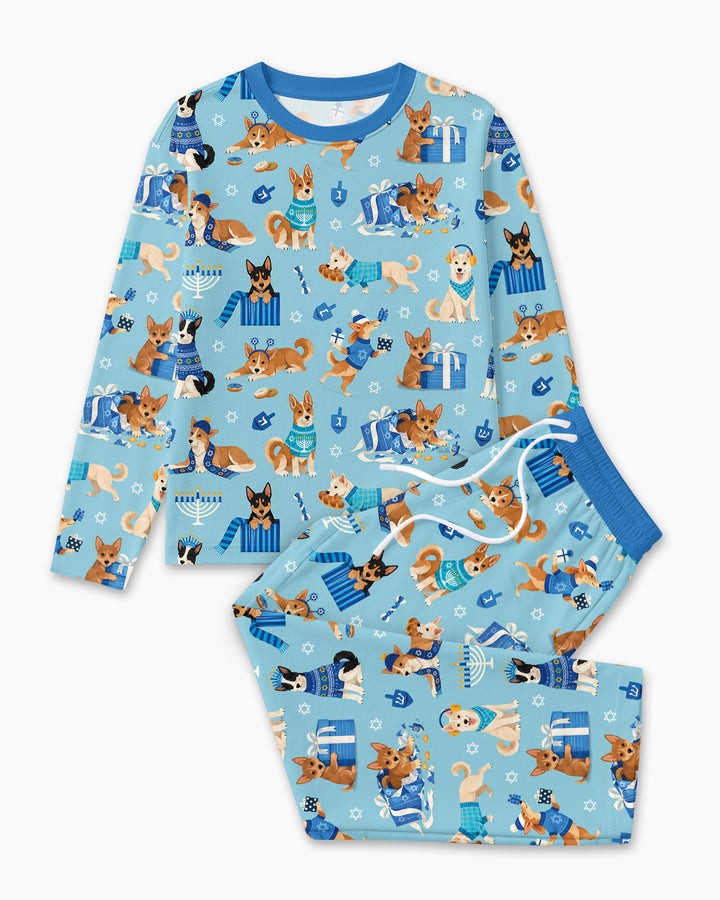 Hannukkah Protected by A Canaan Dog Bamboo Men's Pajama Set