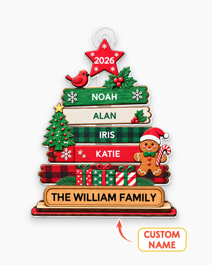 Custom Family Book Tree 1-Side Photo Acrylic Ornament