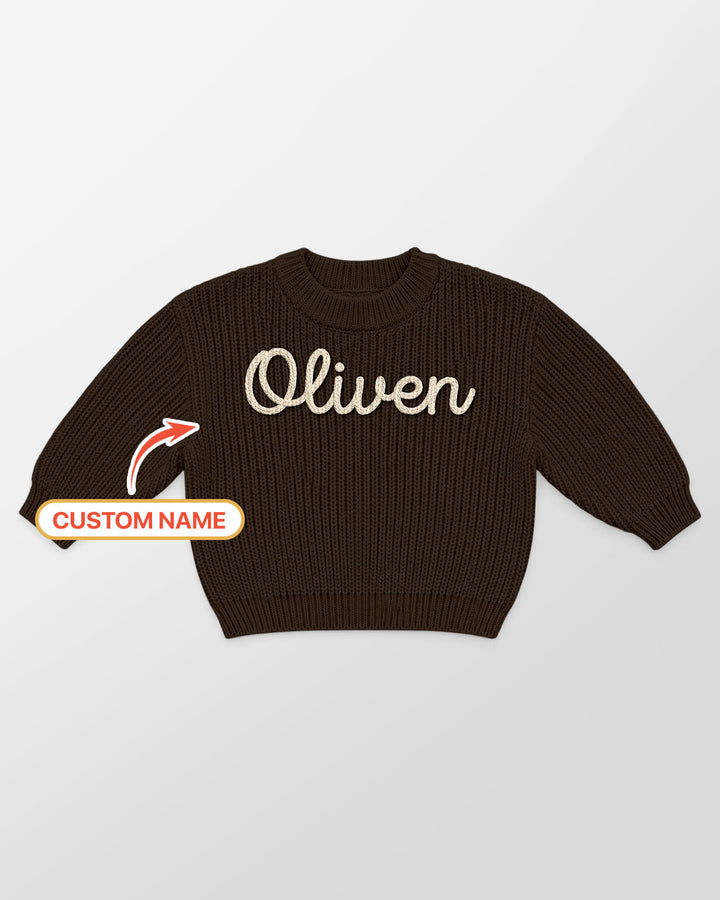 Embroidered Baby Name Bamboo Knit Sweater Bubble