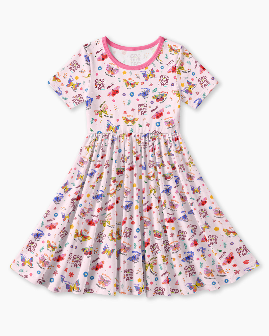 Custom Name God says I am Butterfly Bamboo Twirl Dress