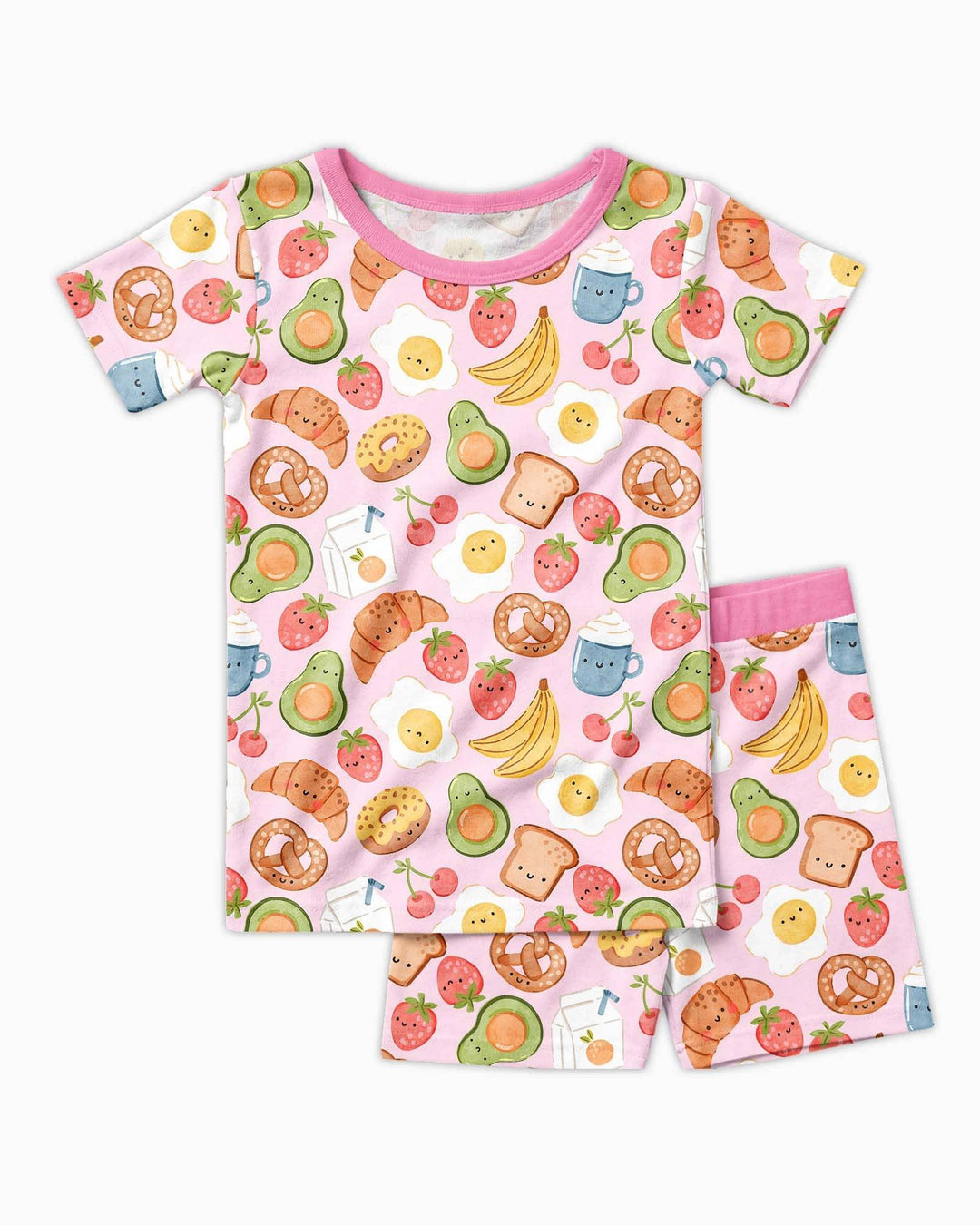 Breakfast Buddies Family Matching Bamboo Two Piece Short Sleeve Shorts Pajama Set