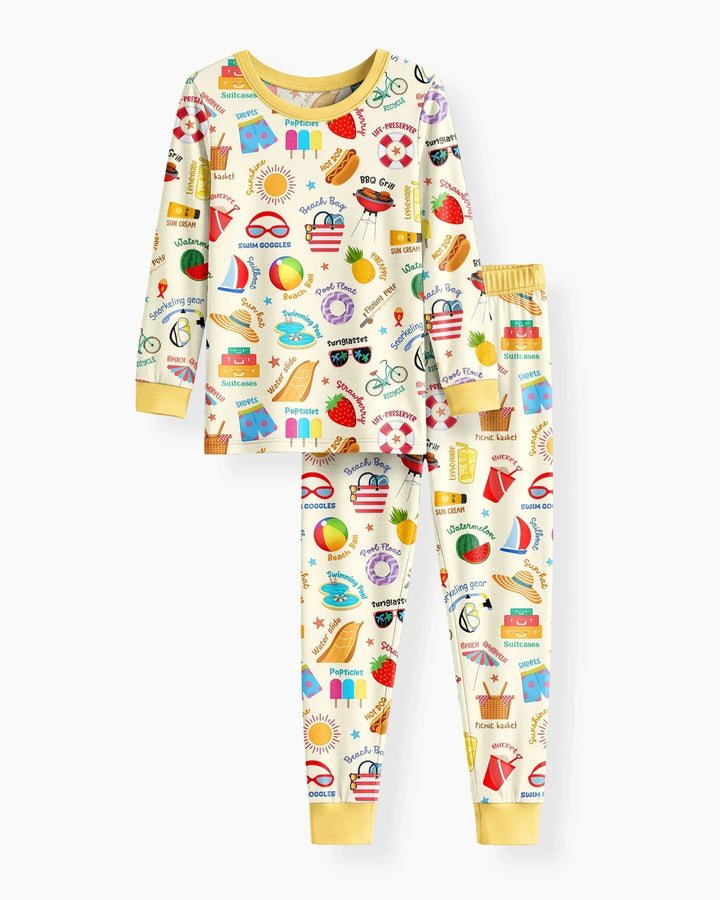 Zweiteiliges Langarm-Pyjama-Set mit Sommerfrüchten
