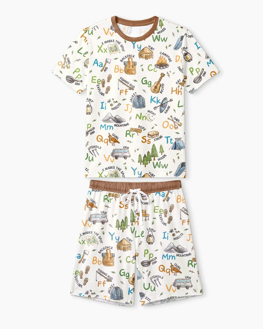 Adventure Alphabet ABCs Summer Camp Bamboo Men Short Sleeve Short Pajama Set