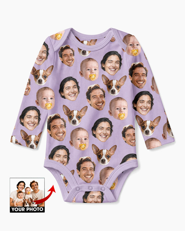 Personalized Face Baby Bodysuit, Families Faces Newborn Bodysuit