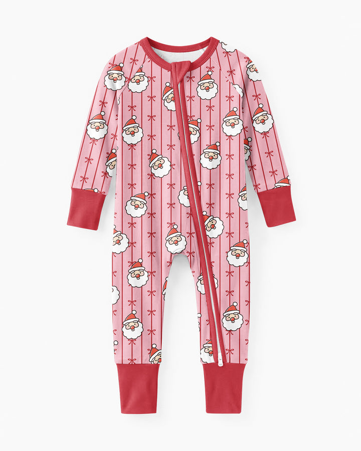 Pink Santa Bow Stripe Christmas Bamboo Convertible Zippy