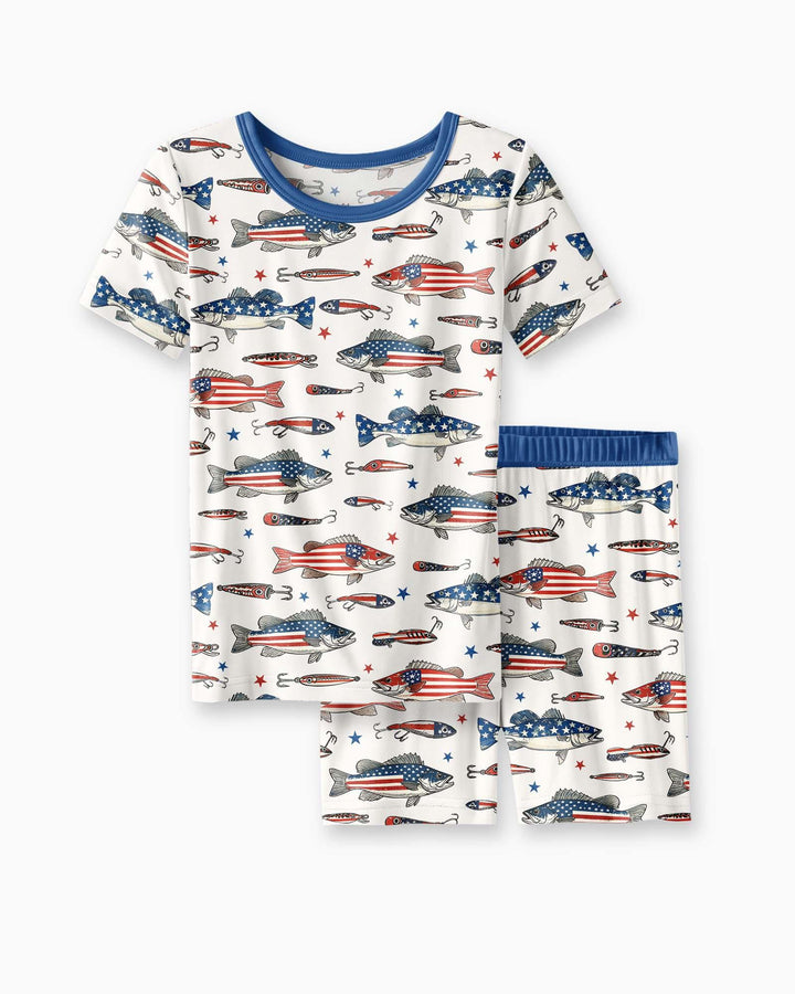 Hooked On Freedom Bamboo Two Piece Short Sleeve Shorts Pajama Set