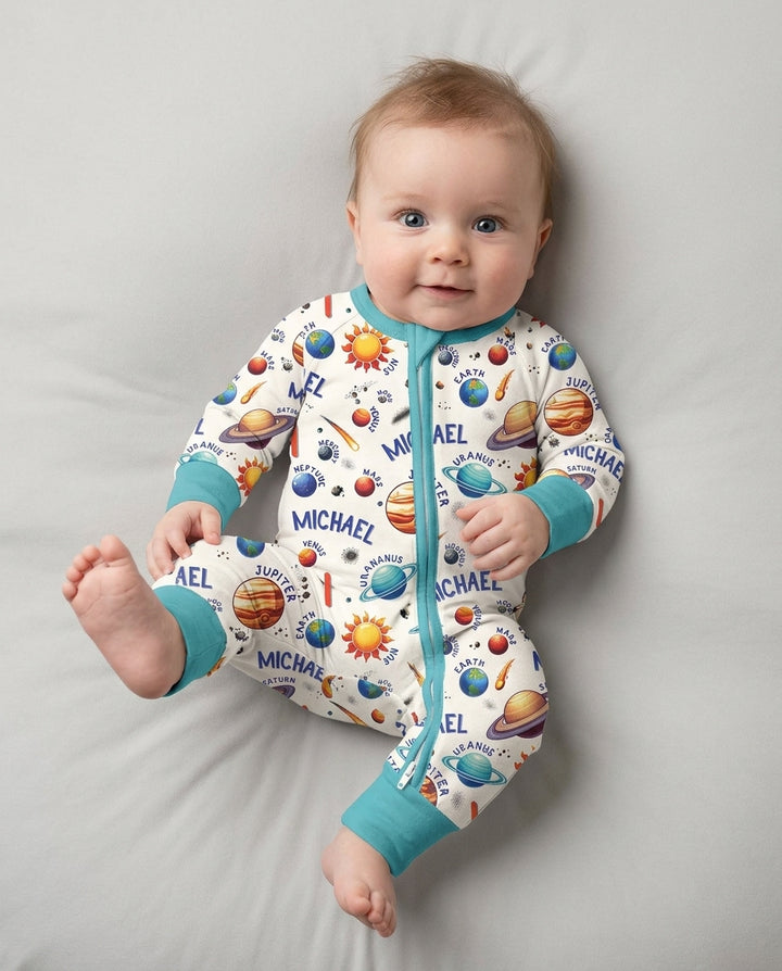 Personalized Birthday Solar System Bamboo Convertible Zippy