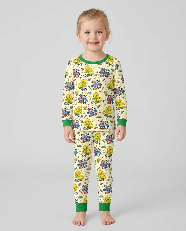Zweiteiliges Langarm-Pyjama-Set mit Sommerfrüchten