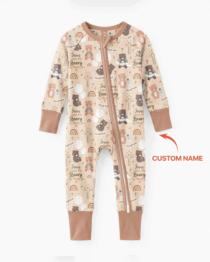 Custom Name Jesus Loves Me Beary Much Bamboo Convertible Zippy