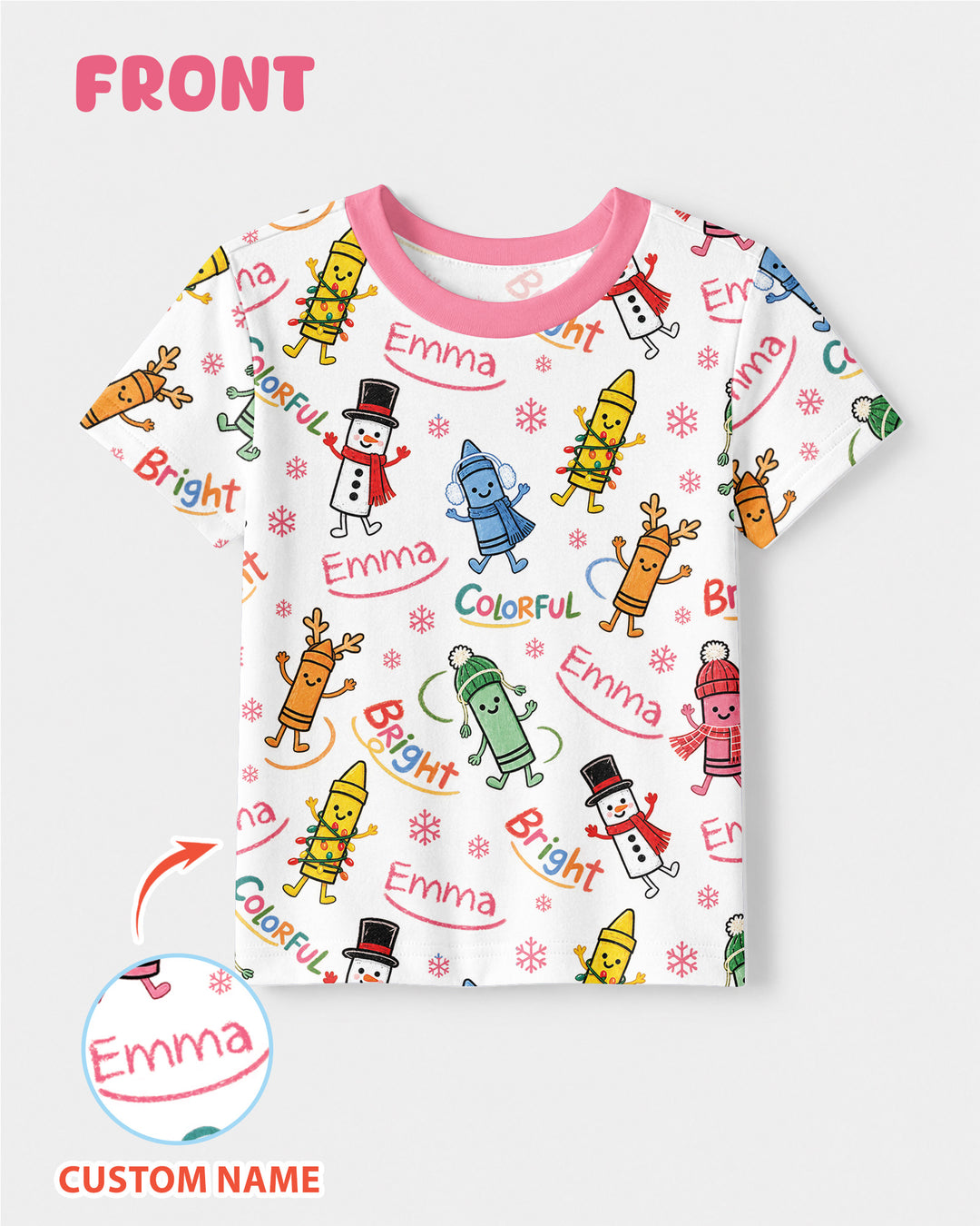 Custom Name Bright & Colorful Bamboo Crewneck T-Shirt