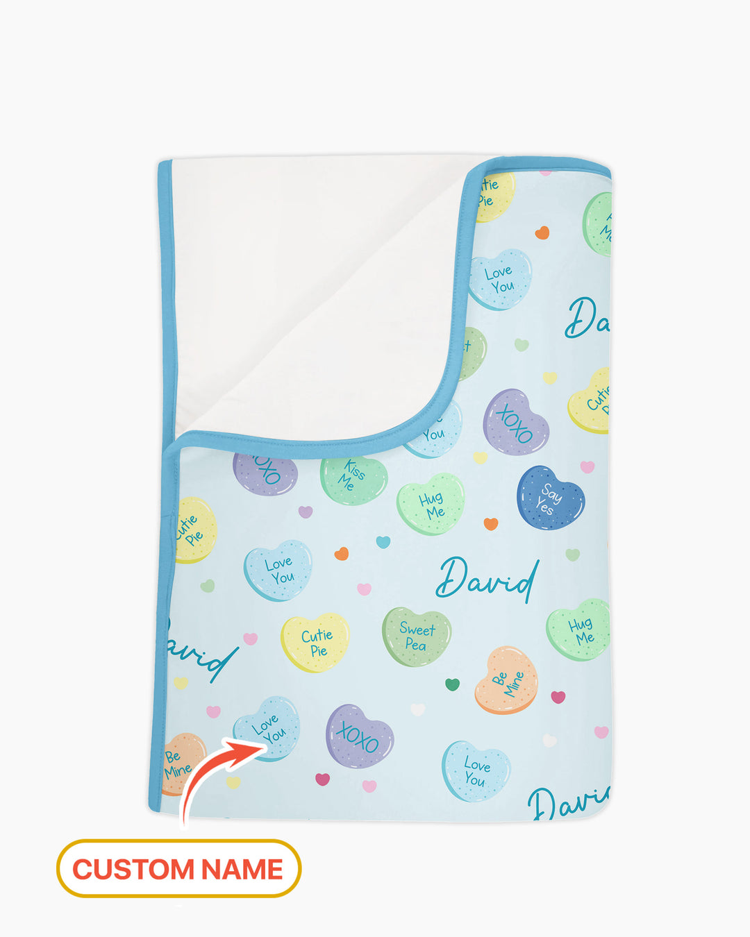 Custom Name Colorful Candy Hearts Family Matching Bamboo Blanket