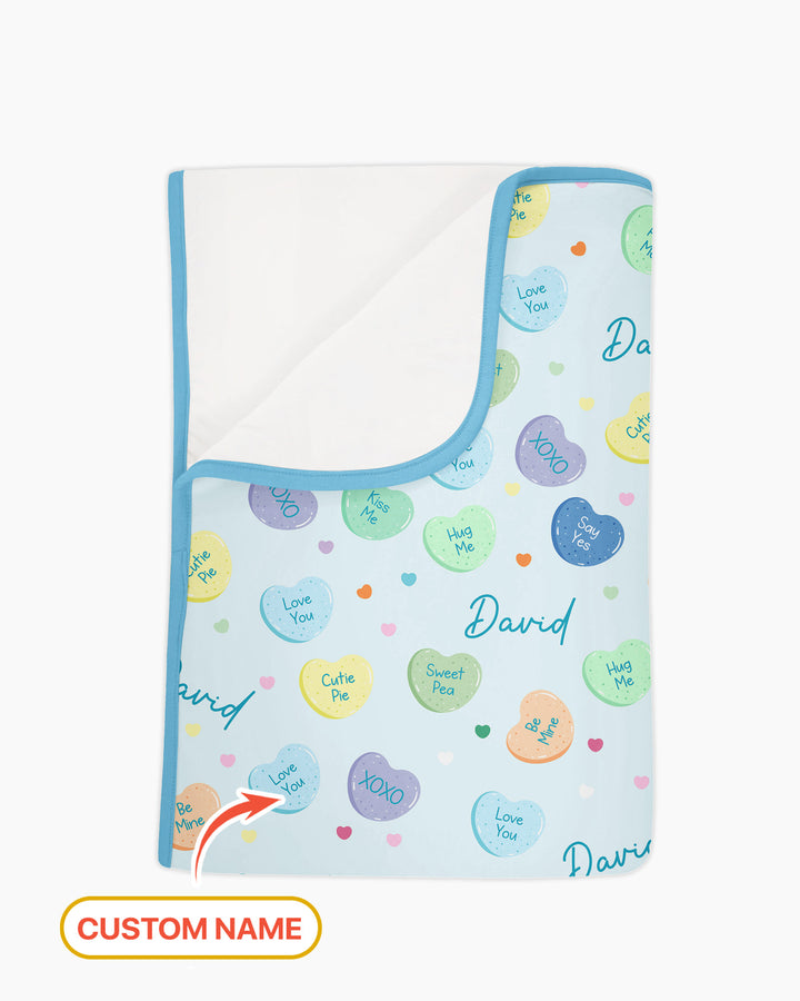 Custom Name Colorful Candy Hearts Family Matching Bamboo Blanket