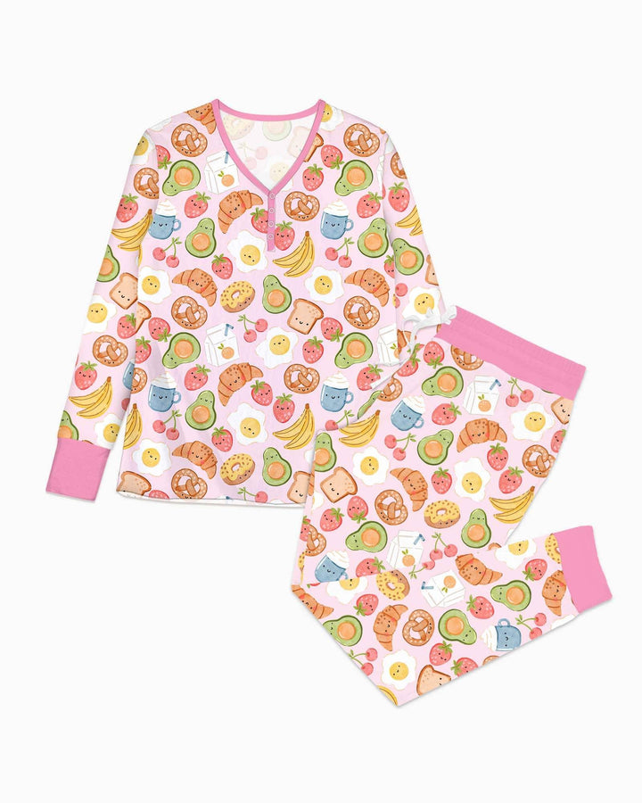 Breakfast Buddies Familien-Pyjama-Set aus Bambus für Damen
