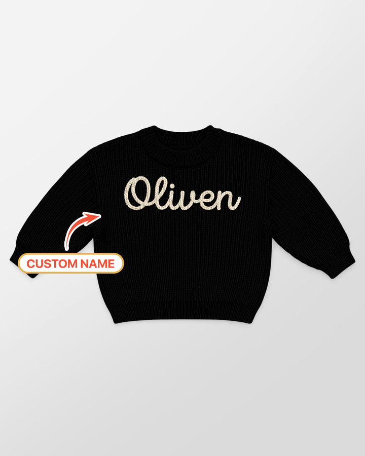 Embroidered Baby Name Bamboo Knit Sweater Bubble