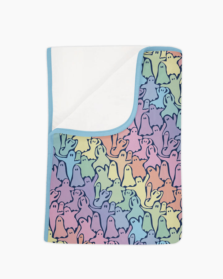 Pastel Rainbow Ghost Halloween Bamboo Blanket