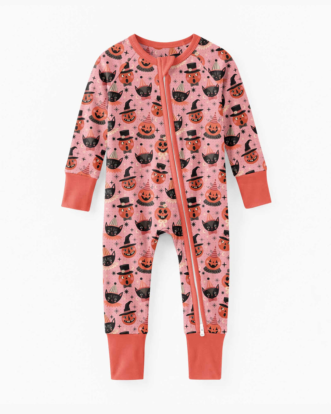Retro Halloween Cats and Funny Pumpkins Bamboo Convertible Zippy