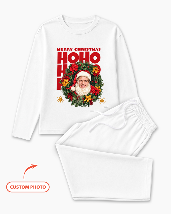 Personalized Photo Christmas Santa Bamboo Men's Pajama Set