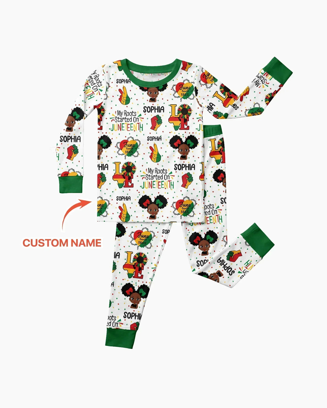 Custom Name My Roots Started On Juneteenth Bamboo Two Piece Long Sleeve Pajama Set
