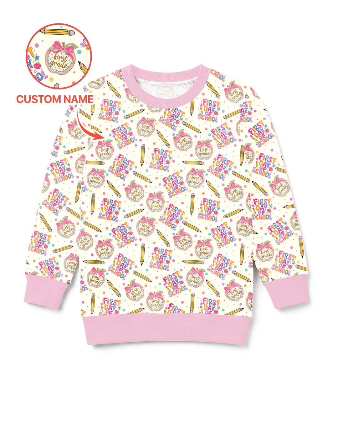 Custom School Grade First Day Cutie Bamboo Crewneck Sweatshirt