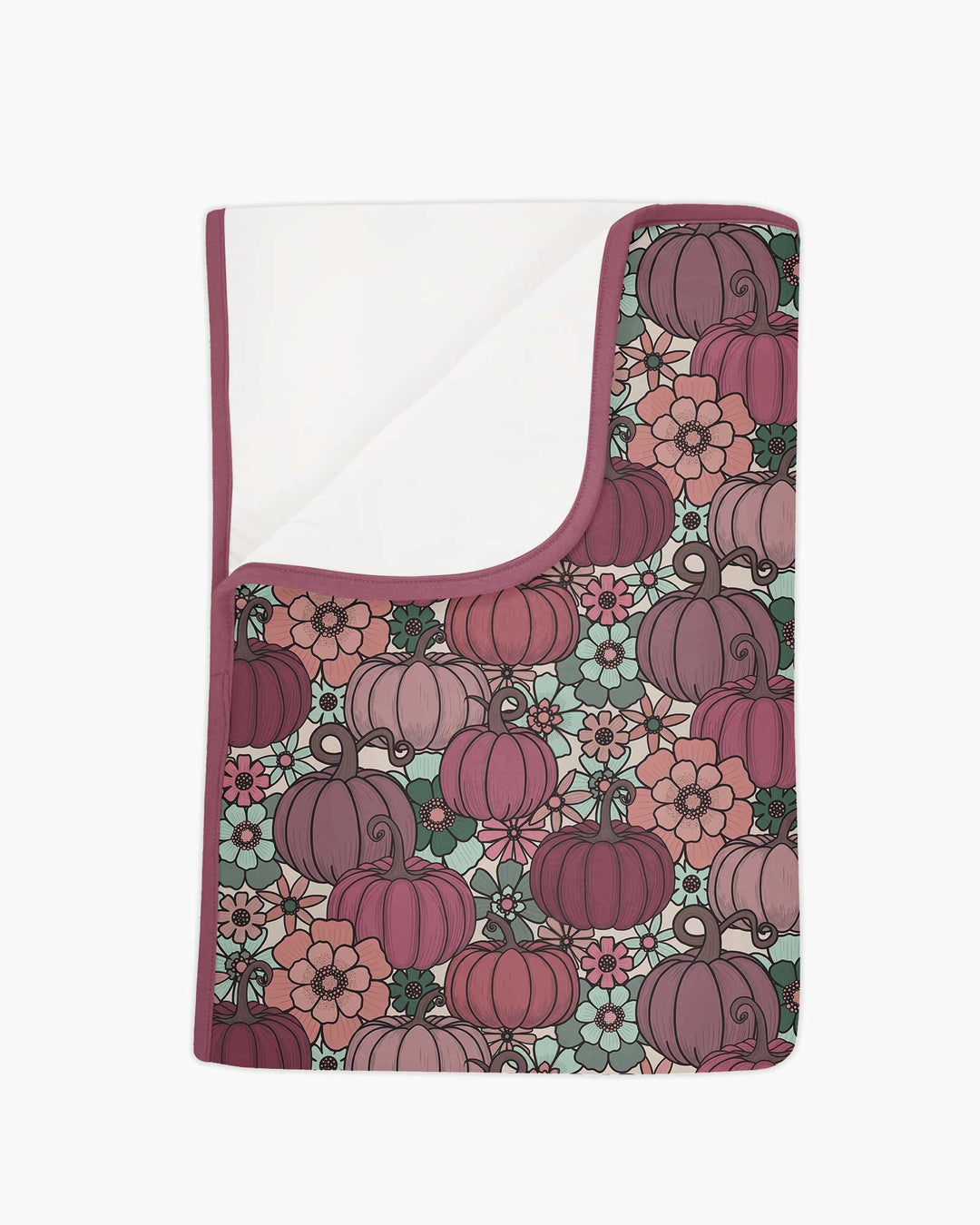 Retro Floral Pumpkin Patch Bamboo Blanket