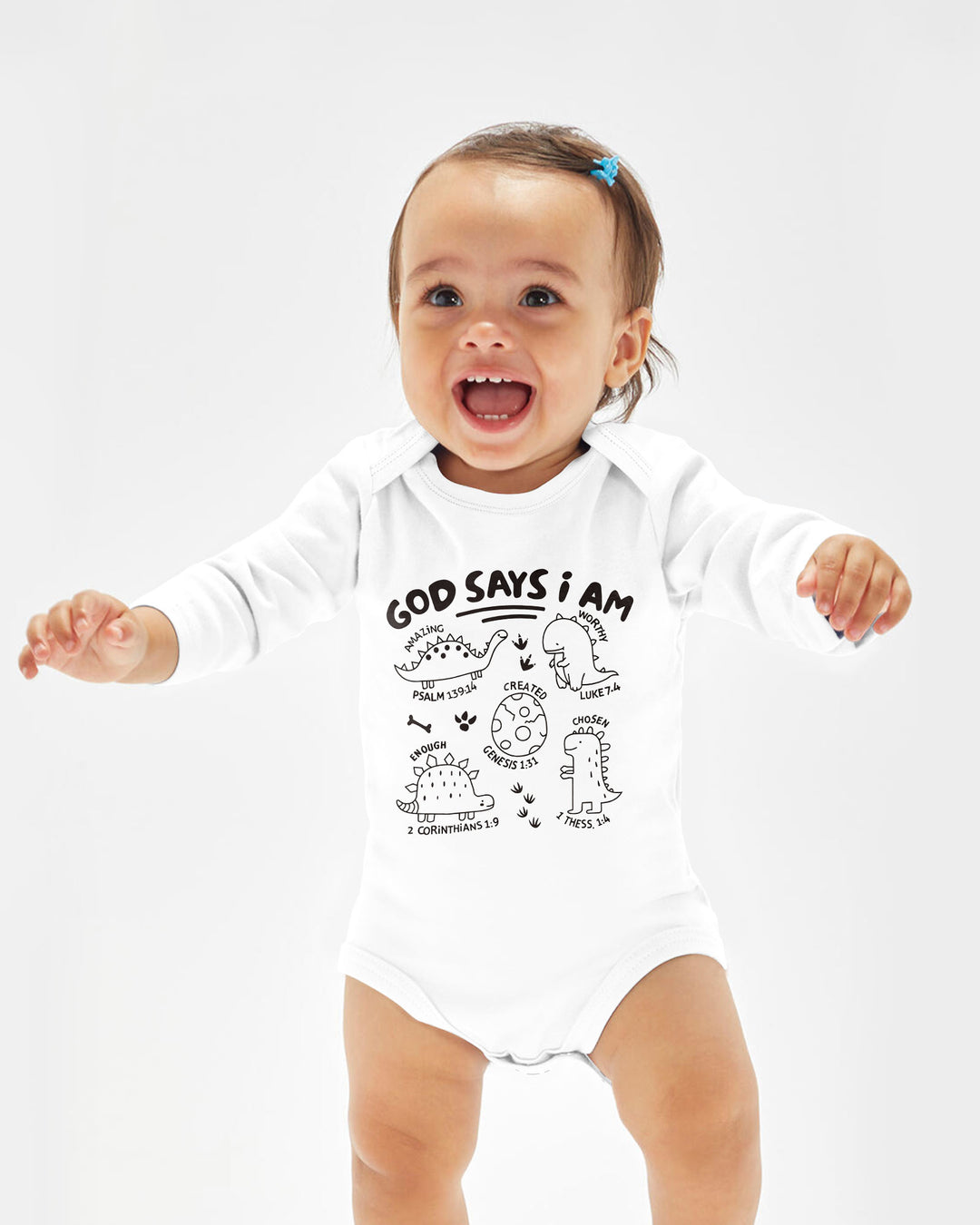 God say i am Dinosaur Bamboo Bodysuit