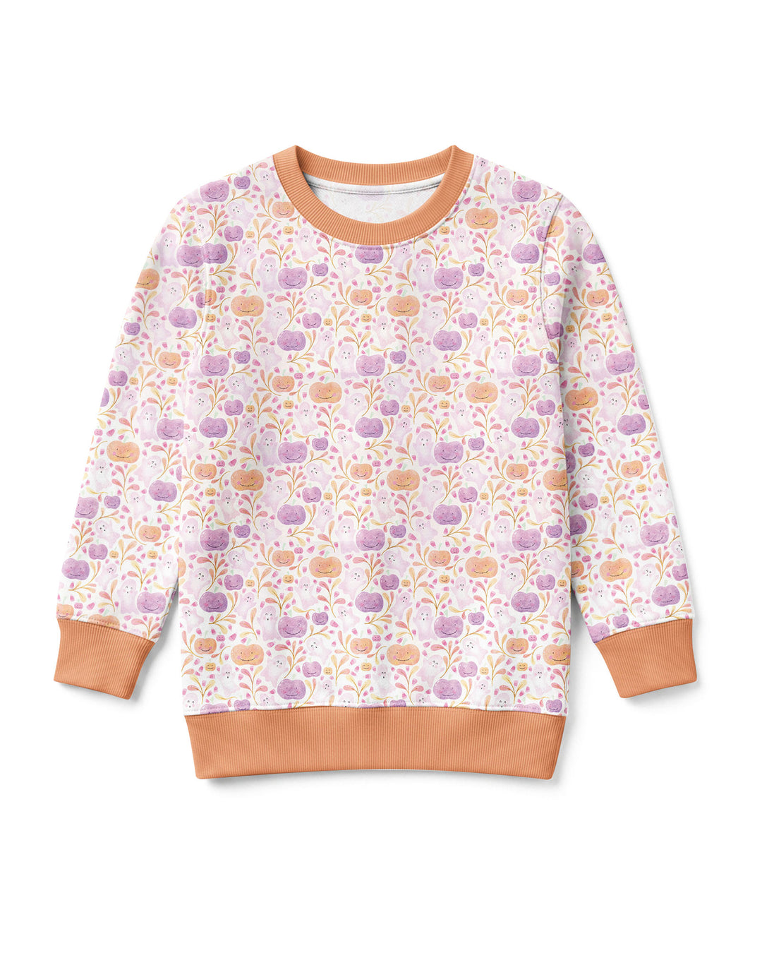 Pastel Pumpkins and Ghosts Bamboo Crewneck Sweatshirt