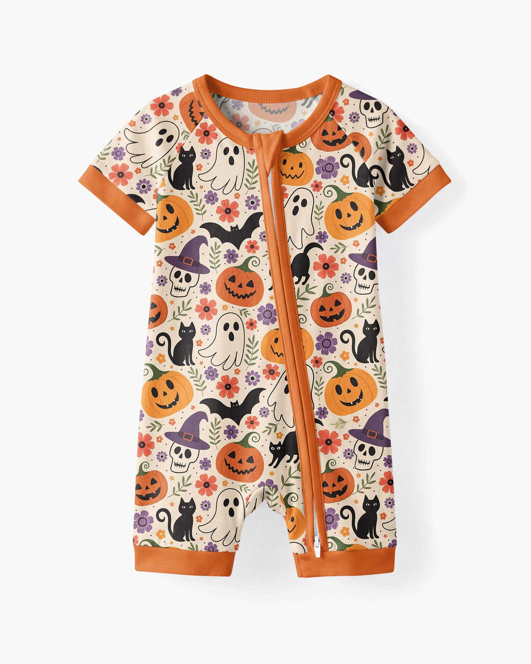 Spooky Halloween Floral Delight Bamboo Shorty Zippy