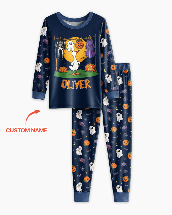 Custom Name Goose Halloween Costume Bamboo Two Piece Long Sleeve Pajama Set
