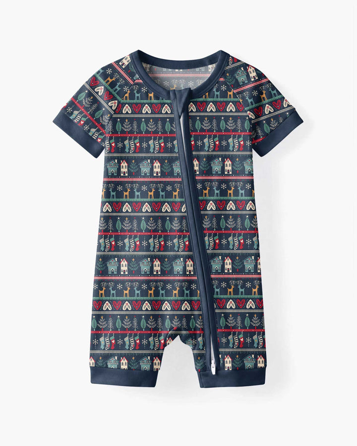 Vintage Nordic Christmas Bamboo Shorty Zippy