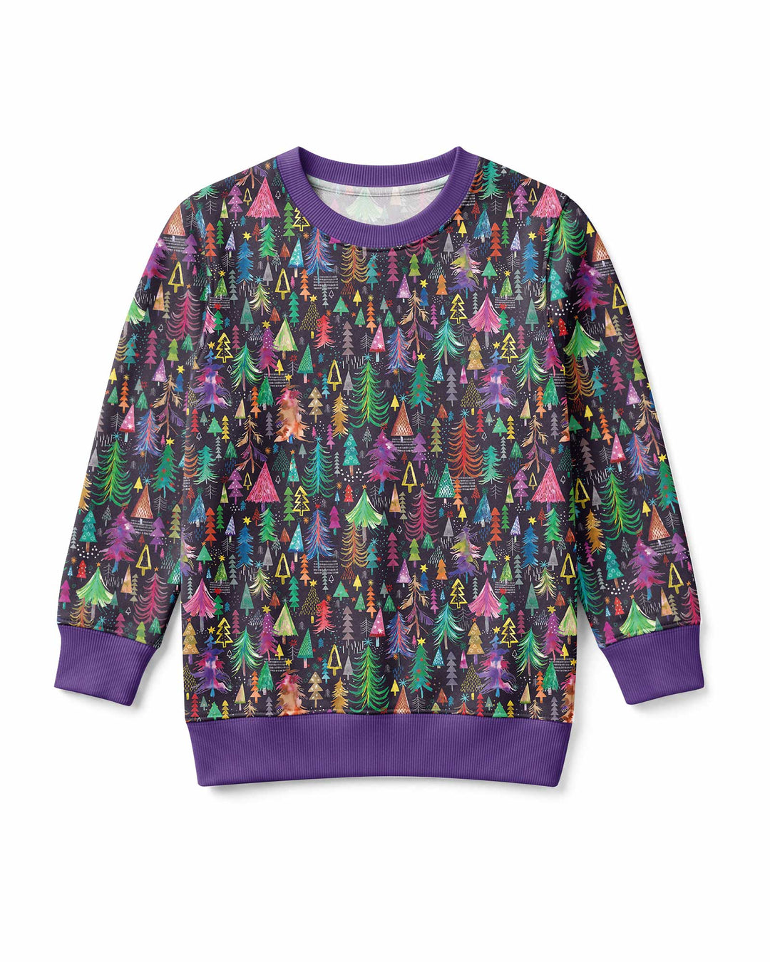 Christmas Holiday Colorful Trees Bamboo Crewneck Sweatshirt