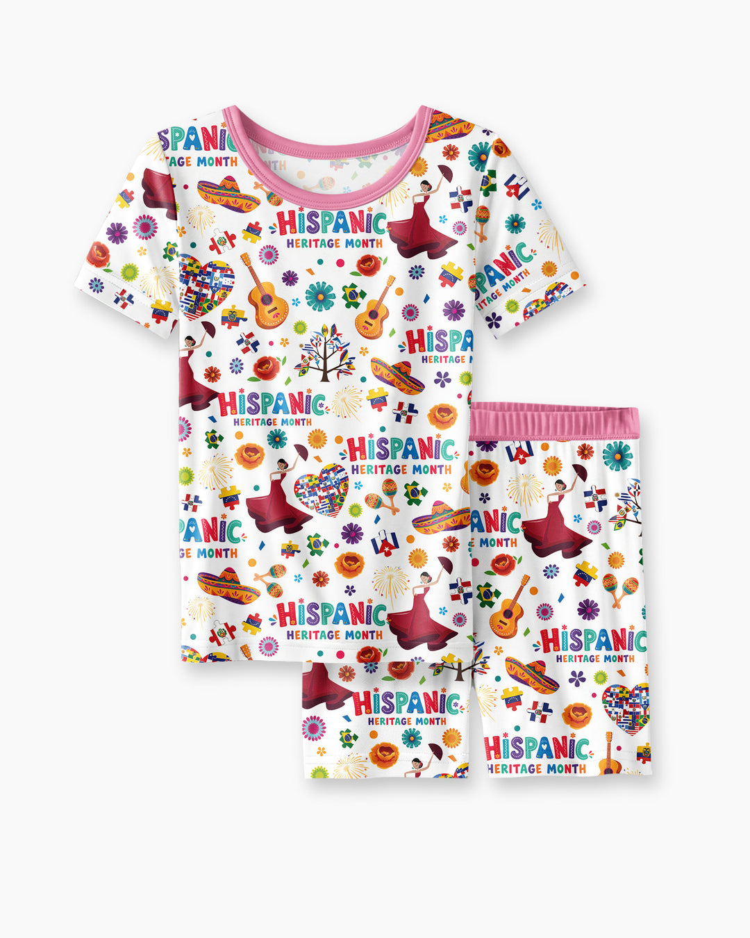 Template Zweiteiliges Pyjama-Set mit kurzen Ärmeln und Shorts
