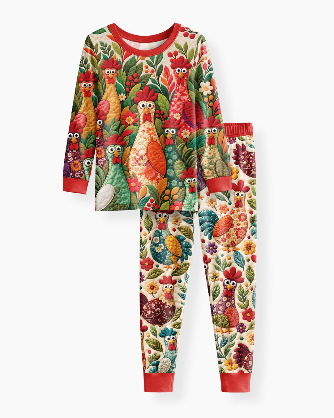 Funny Chicken Bamboo Two Piece Long Sleeve Pajama Set