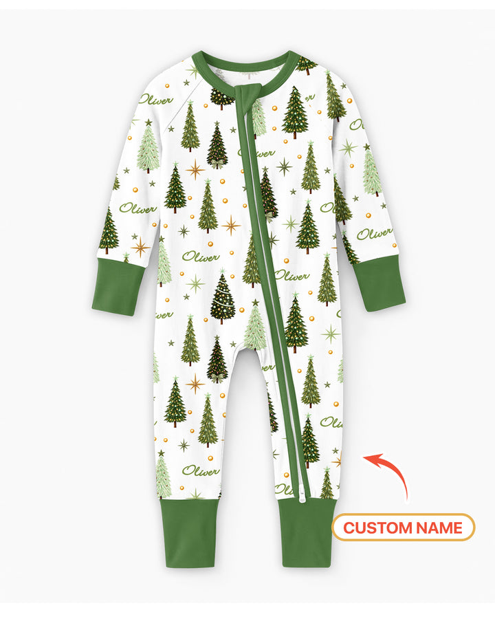 Custom Name Merry Christmas Tree Bamboo Convertible Zippy