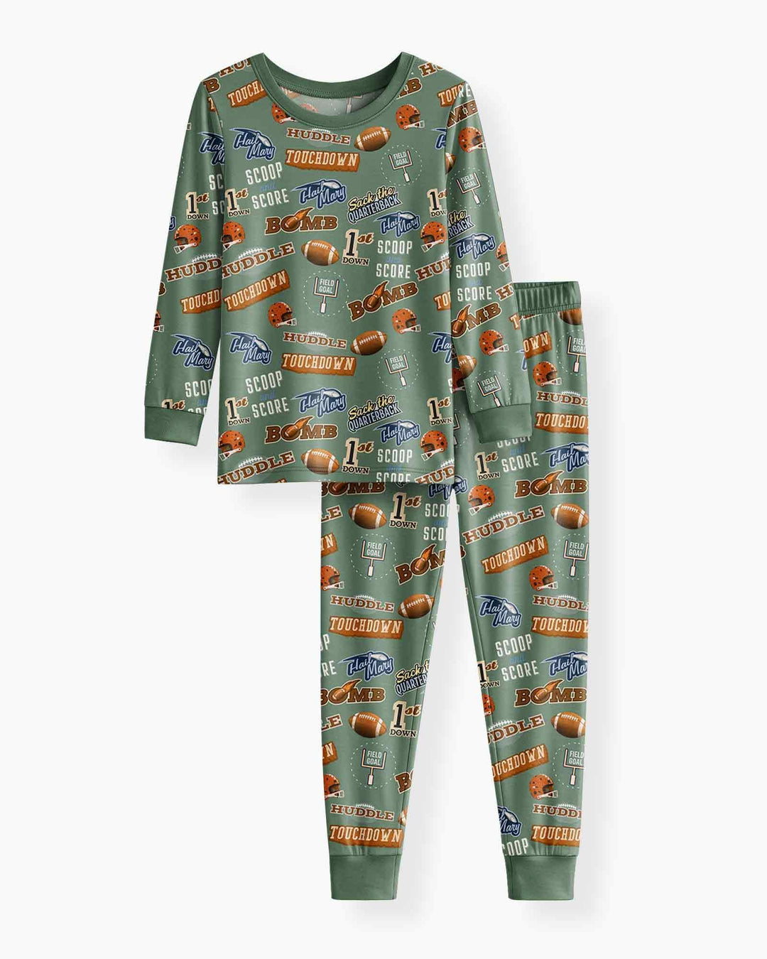 Football Lingo Bamboo Two Piece Long Sleeve Pajama Set