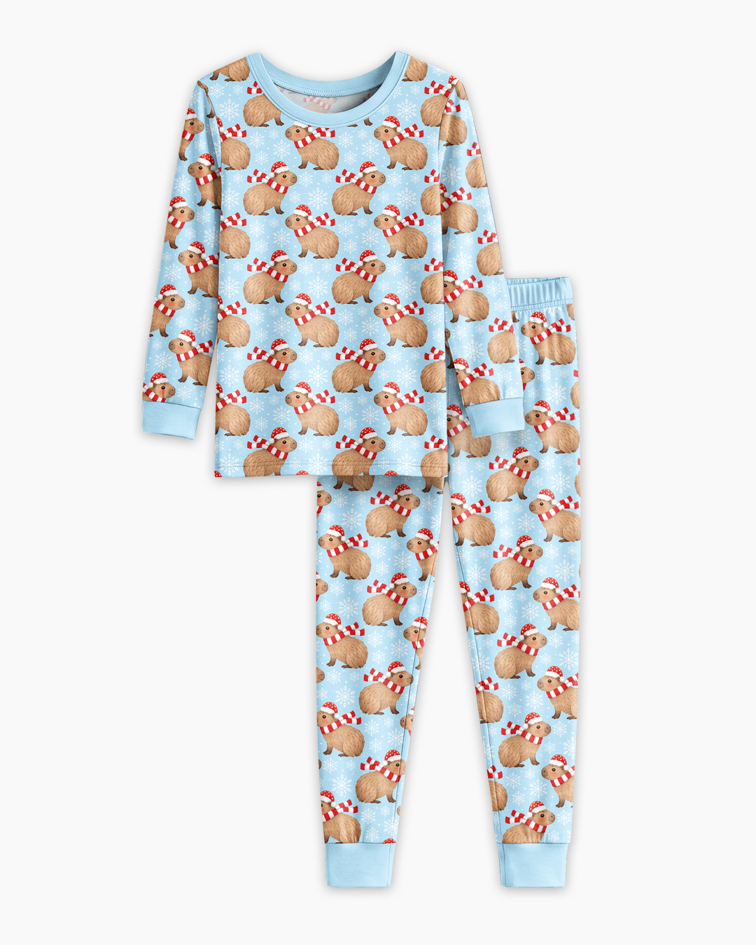 Holiday Capybaras Bamboo Two Piece Long Sleeve Pajama Set