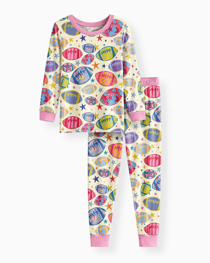 Football Season Bamboo Two Piece Long Sleeve Pajama Set