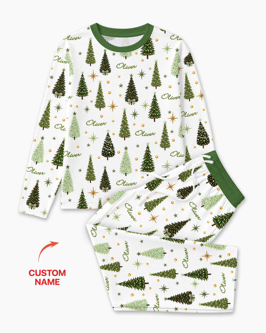 Custom Name Merry Christmas Tree Bamboo Men's Pajama Set