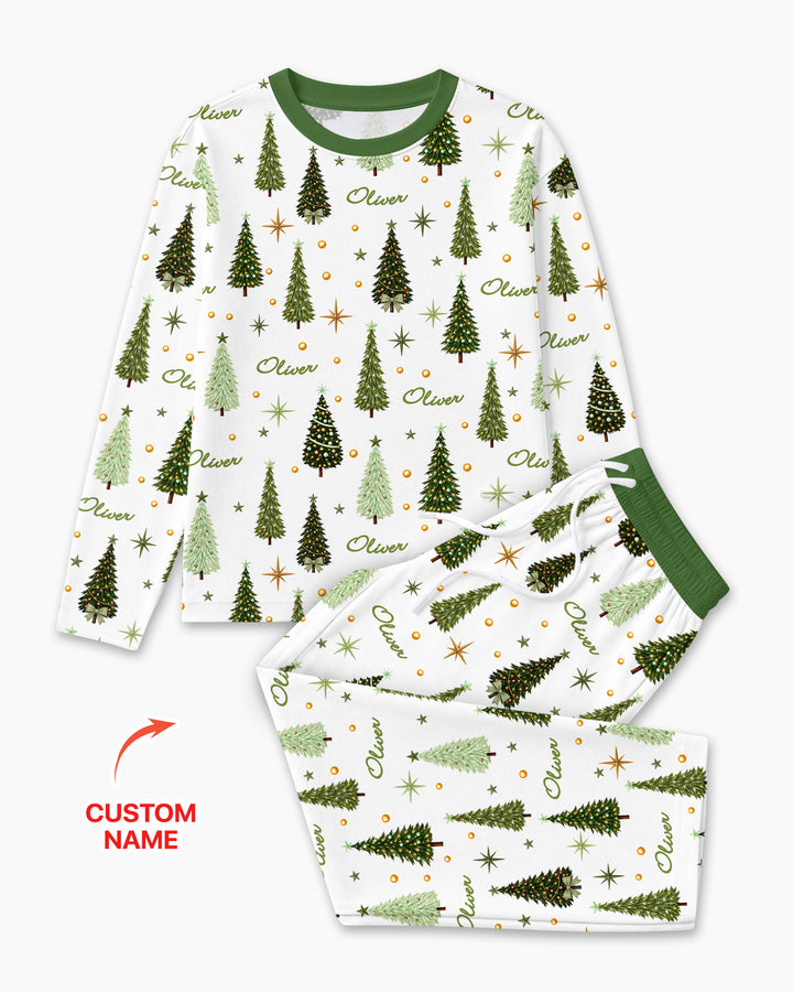 Custom Name Merry Christmas Tree Bamboo Men's Pajama Set