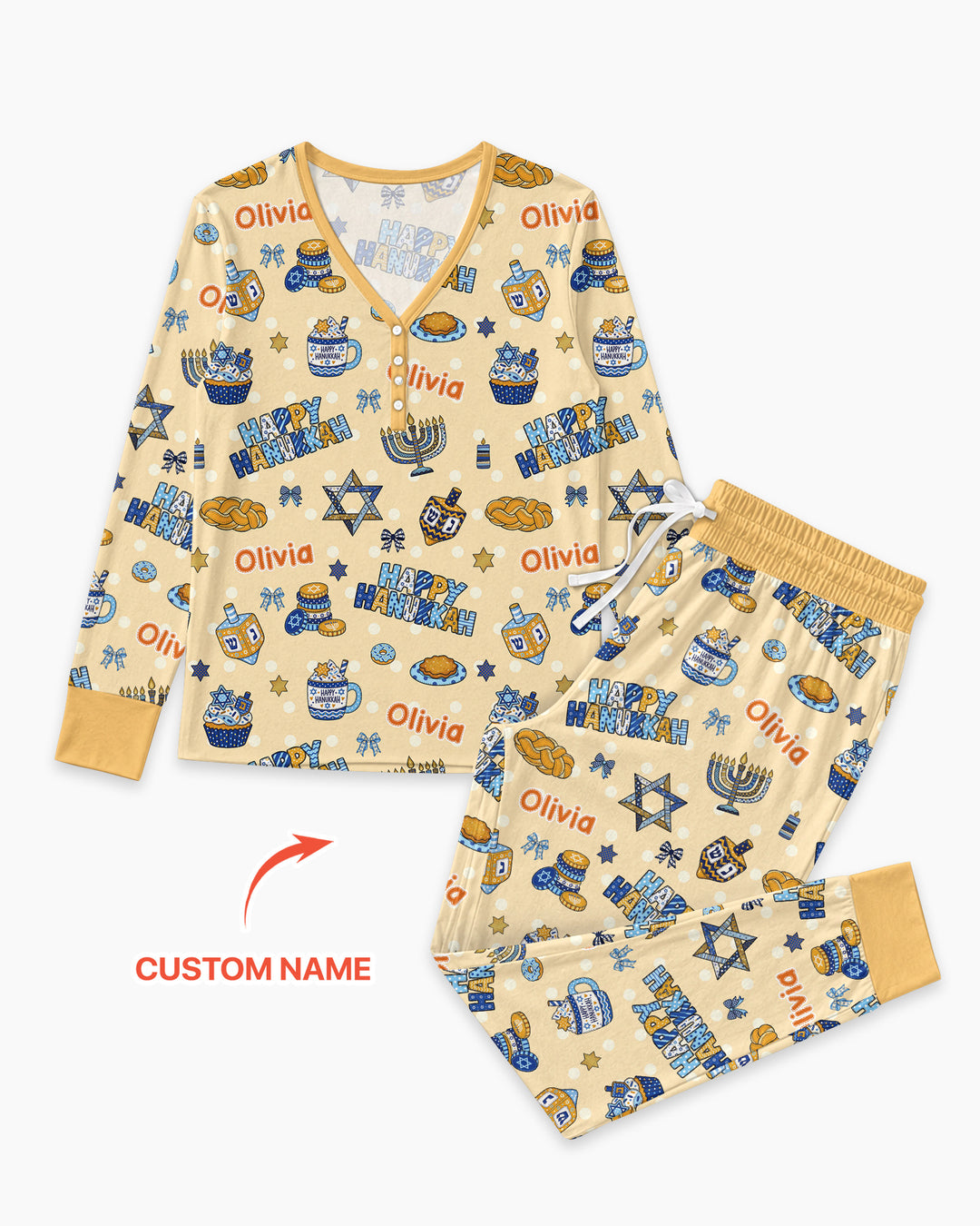 Custom Name Jewish Holiday Bamboo Women Pajama Set