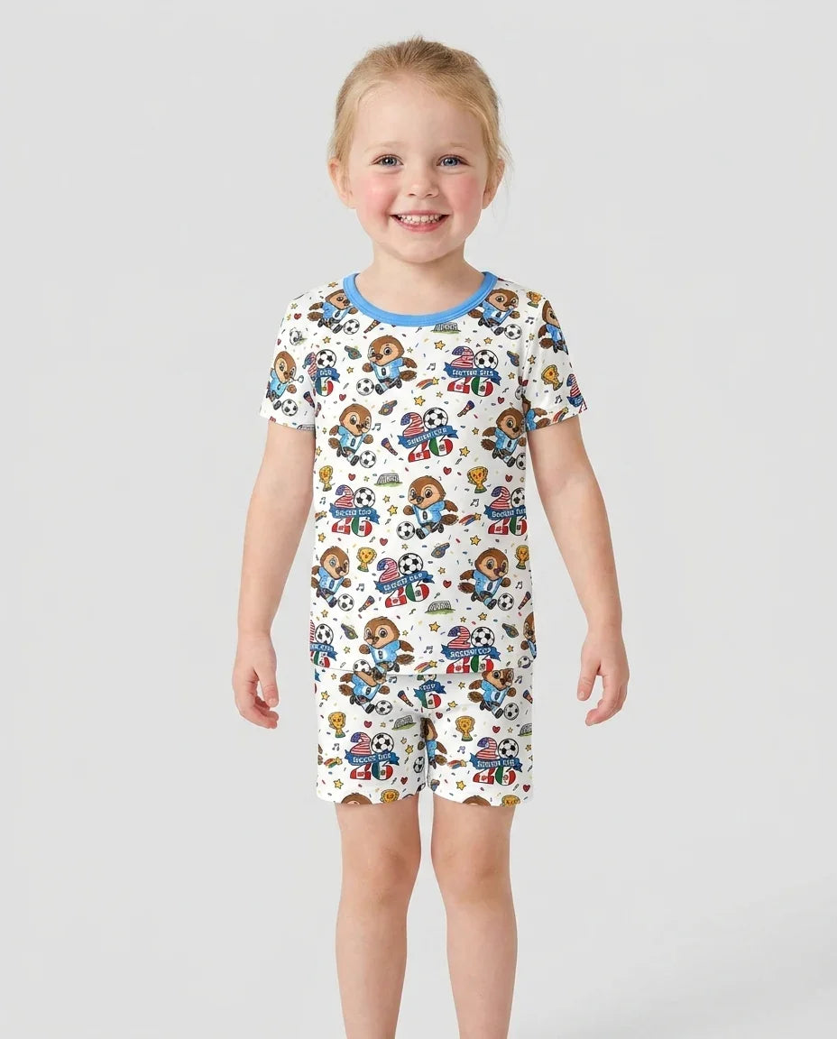 Schlafanzug-Set zweiteilig, kurze Ärmel, kurze Hose, Bambus