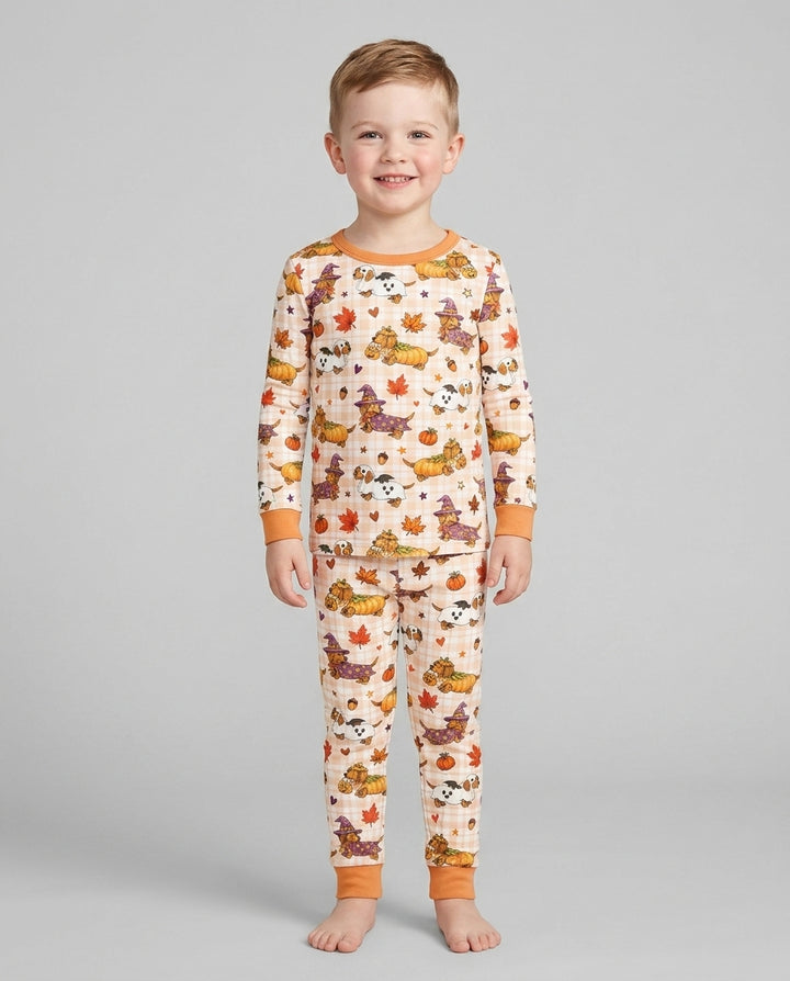 Spooky Dachshund Bamboo Two Piece Long Sleeve Pajama Set