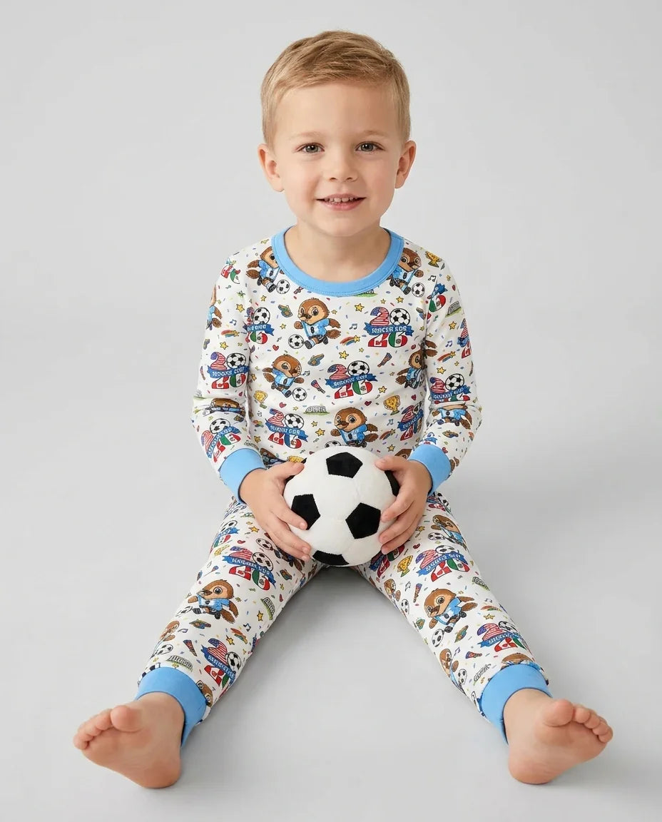 Zweiteiliges Langarm-Pyjama-Set mit Sommerfrüchten