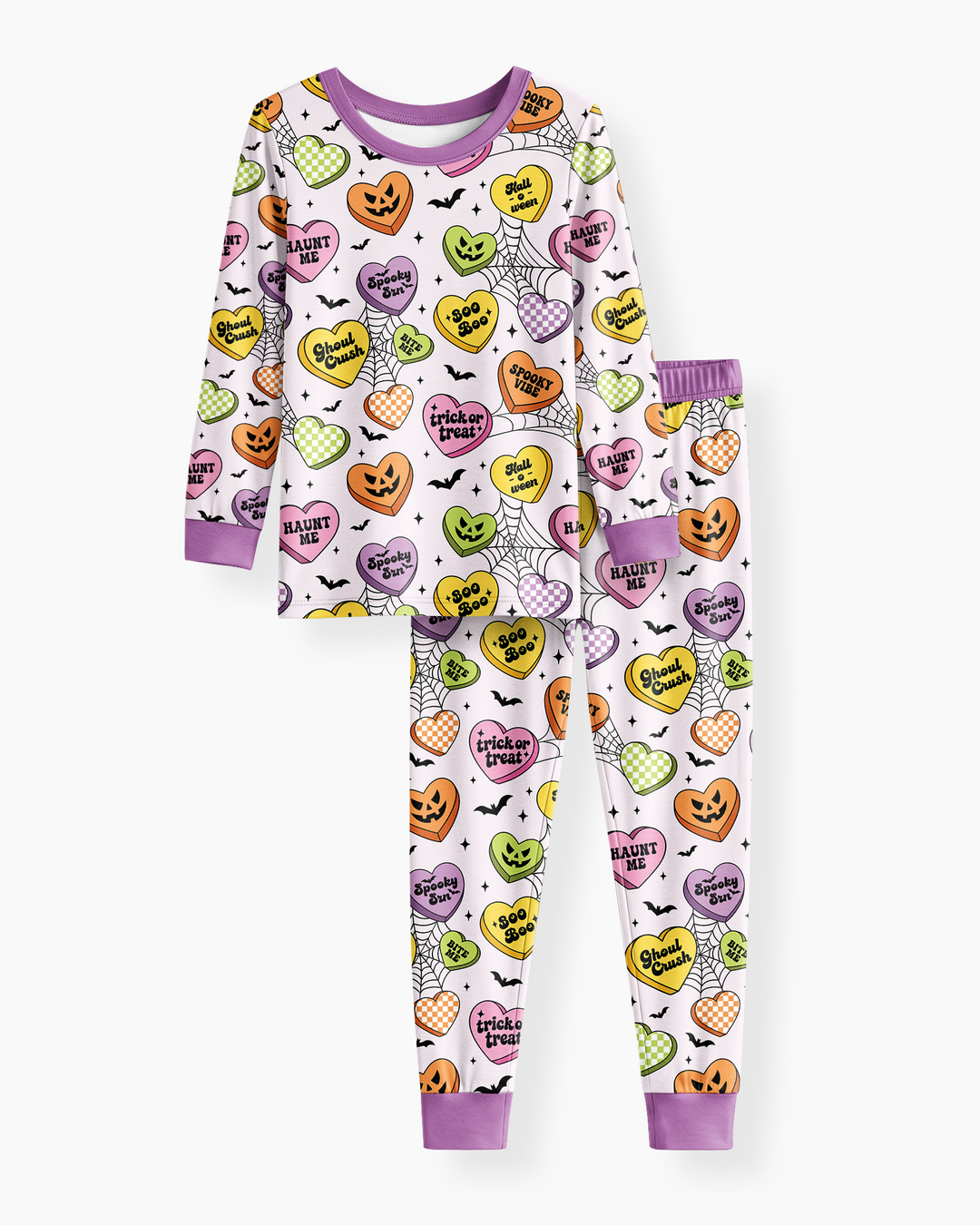 Halloween Candy Hearts Bamboo Two Piece Long Sleeve Pajama Set