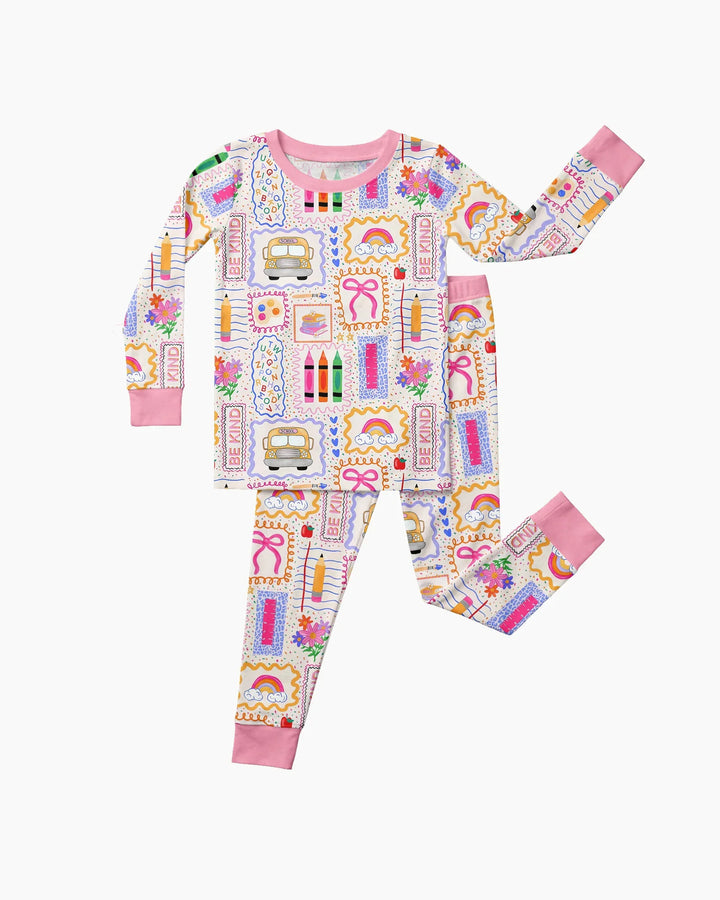Zweiteiliges Langarm-Pyjama-Set mit Sommerfrüchten