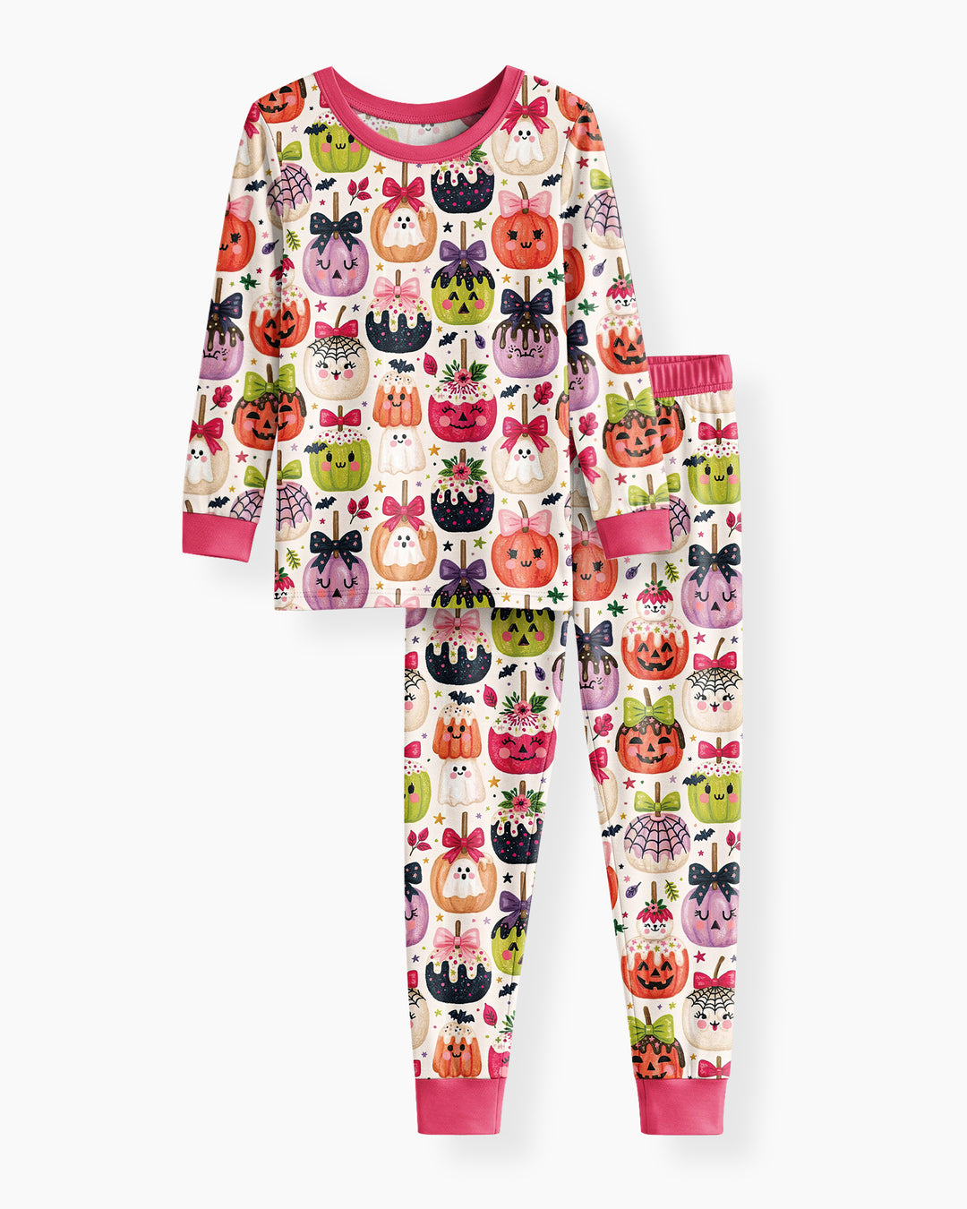 Cute Halloween Candy Apples Bamboo Two Piece Long Sleeve Pajama Set