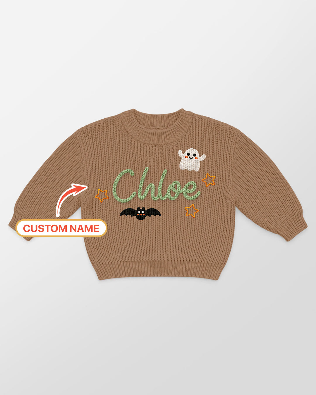 Happy Halloween Embroidered Baby Name Bamboo Knit Sweater Bubble