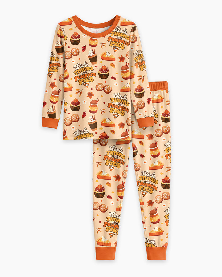 Thick Thighs and Pumpkin Pies Bamboo Two Piece Long Sleeve Pajama Set