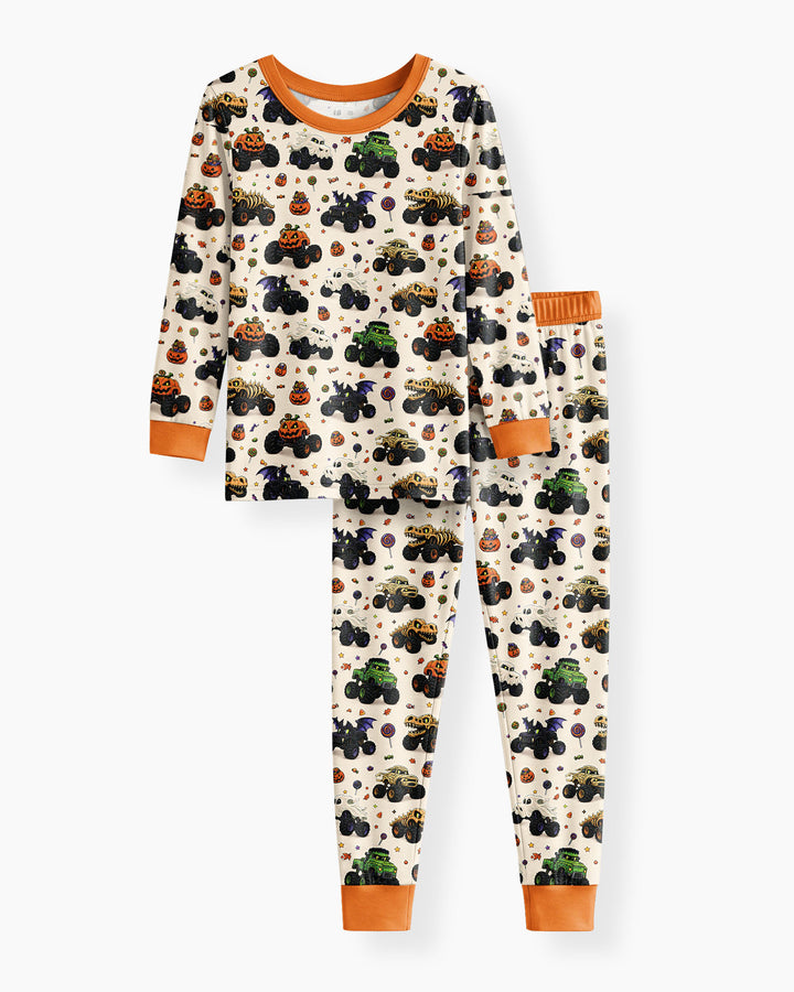 Spooky Monster Truck Bamboo Two Piece Long Sleeve Pajama Set