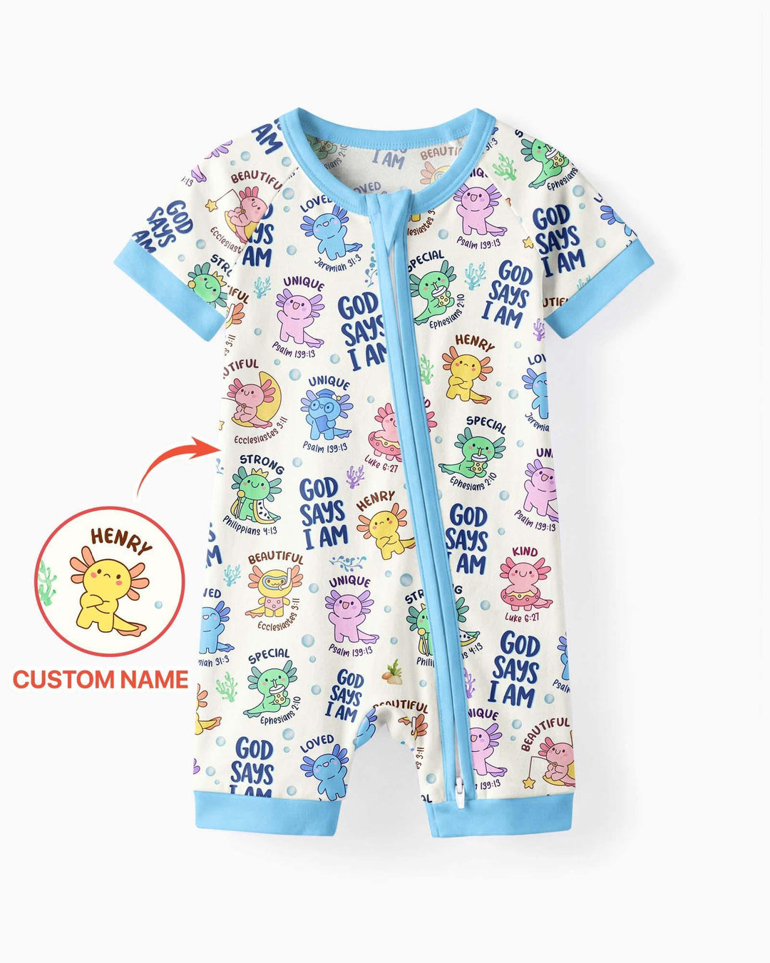 Axolotl God Says I Am Custom Name Bamboo Shorty Zippy